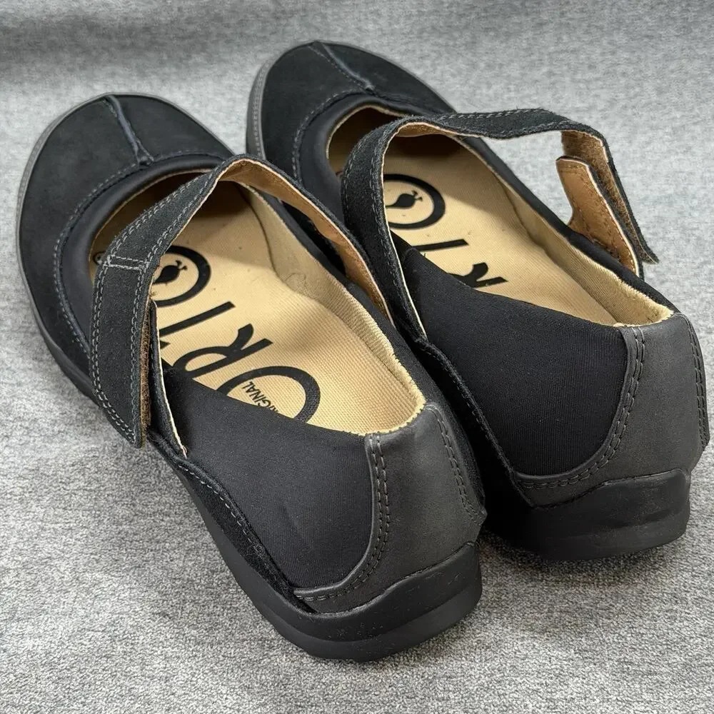 Sporto Jenna Black Leather Mary Jane Shoes Size 9.5 Comfort Sporty Flats